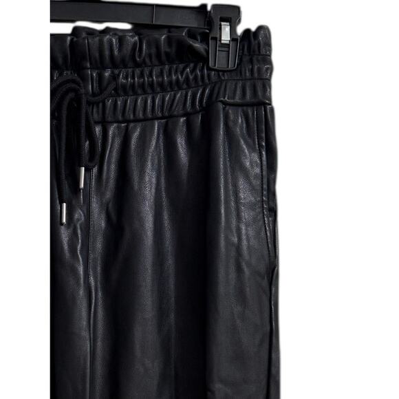 7 For All Mankind Black Faux Leather Joggers Elastic Waist Versatile Small - Picture 7 of 9